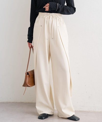 高腰褶皺休閒西裝褲