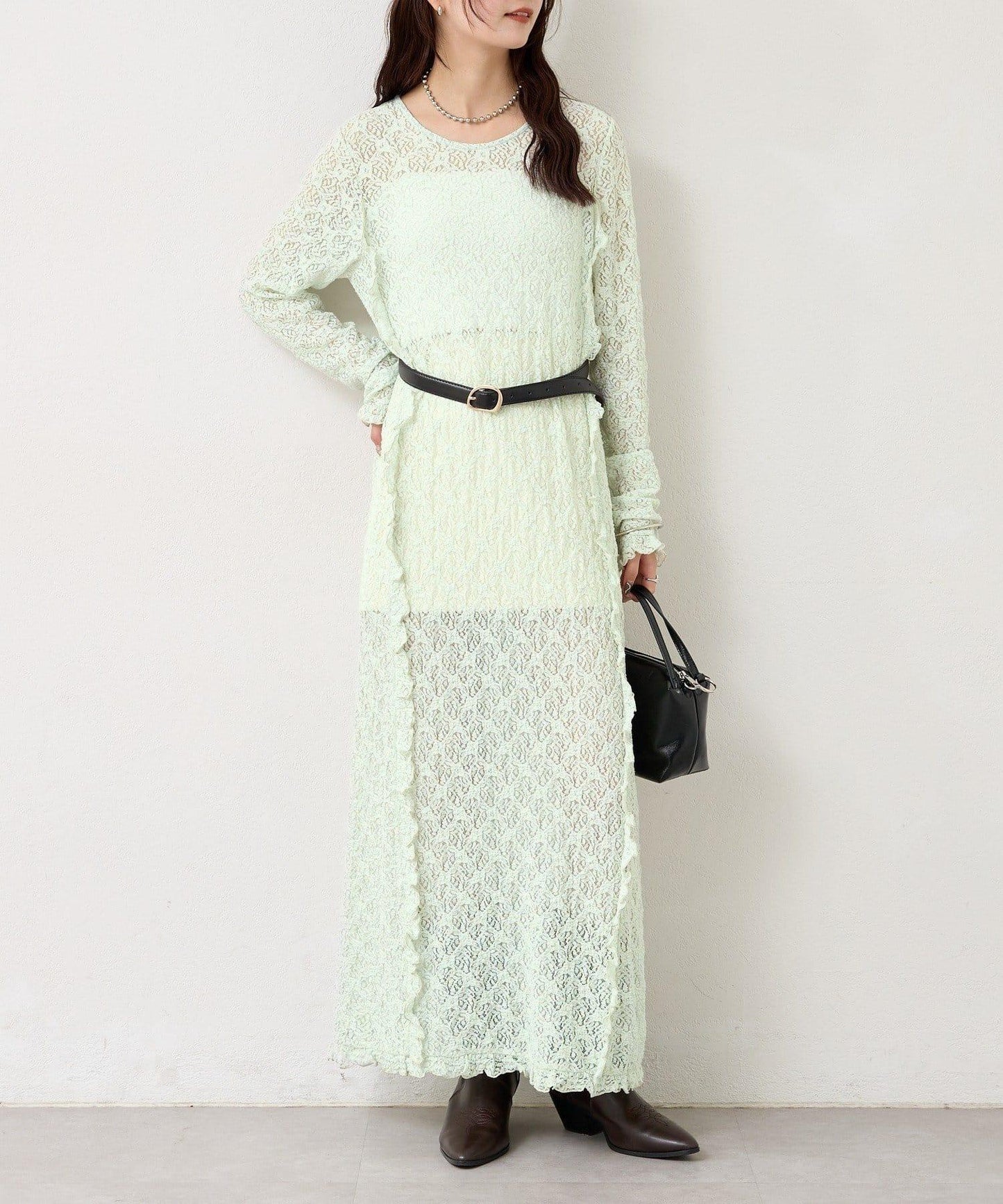 拼接蕾絲連衣裙