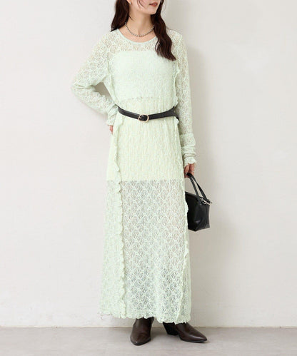 拼接蕾絲連衣裙