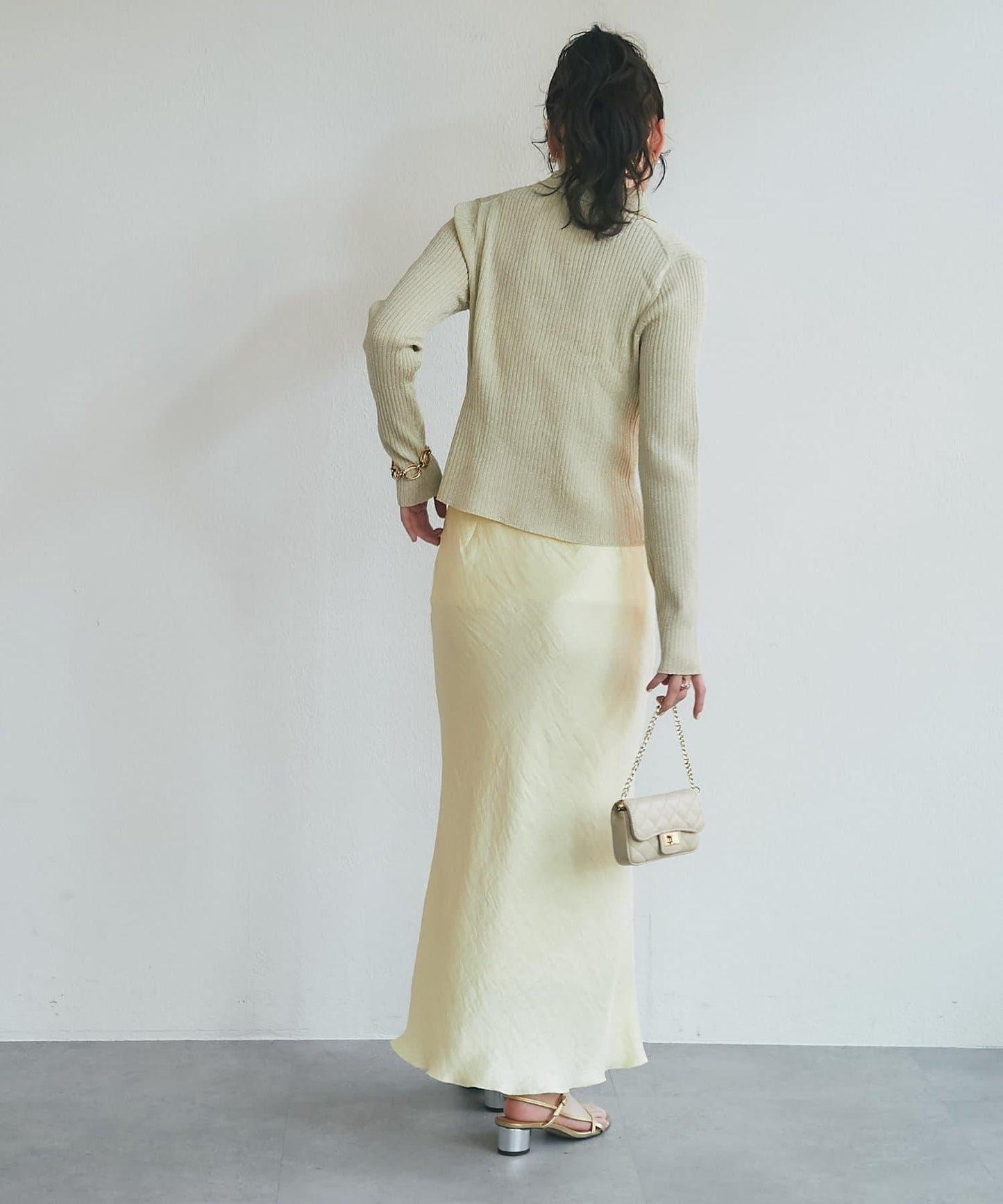 亮絲羅紋翻領開衫