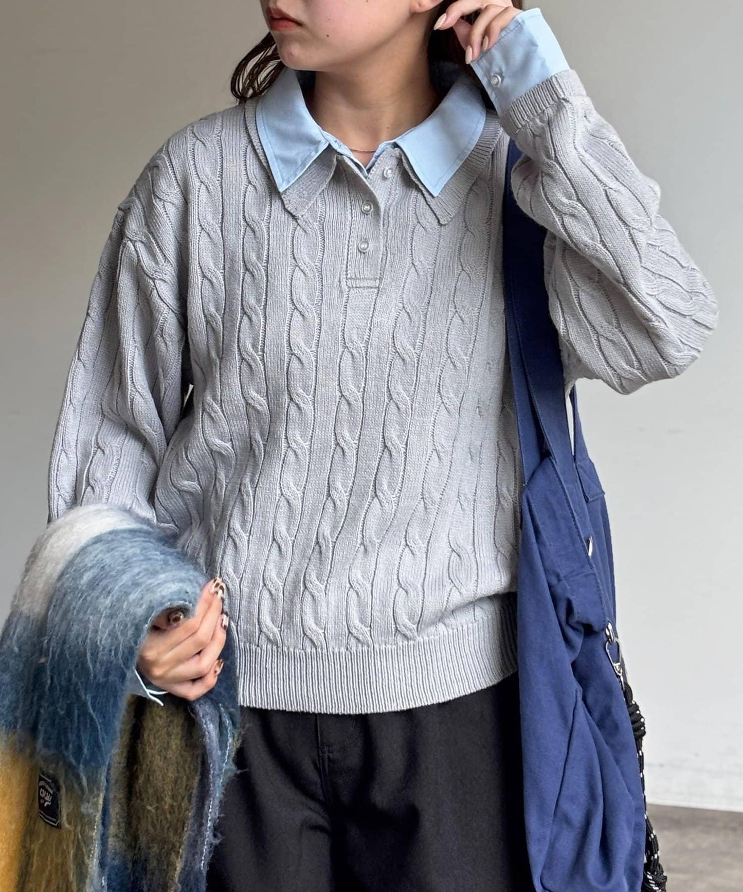 【U.S. POLO ASSN.】假兩件麻花針織POLO衫