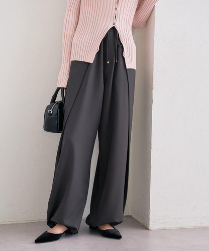 高腰褶皺休閒西裝褲