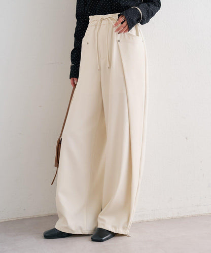 高腰褶皺休閒西裝褲