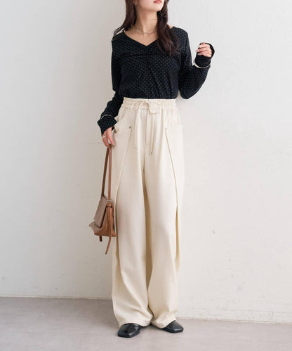 波點印花長袖T恤