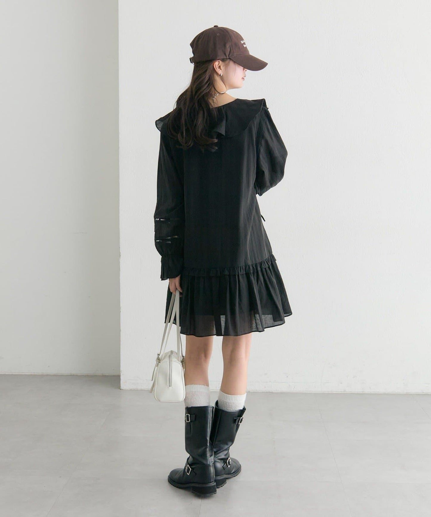 荷葉邊層疊迷你連衣裙