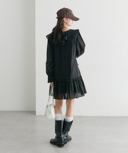 荷葉邊層疊迷你連衣裙