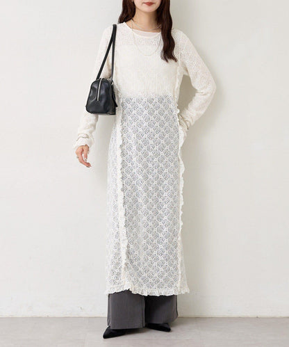 拼接蕾絲連衣裙