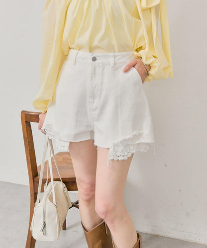 蕾絲口袋短褲