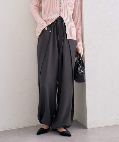 高腰褶皺休閒西裝褲