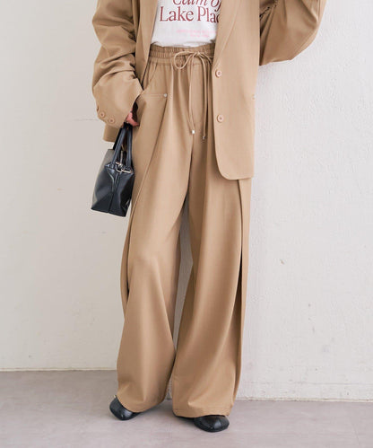 高腰褶皺休閒西裝褲