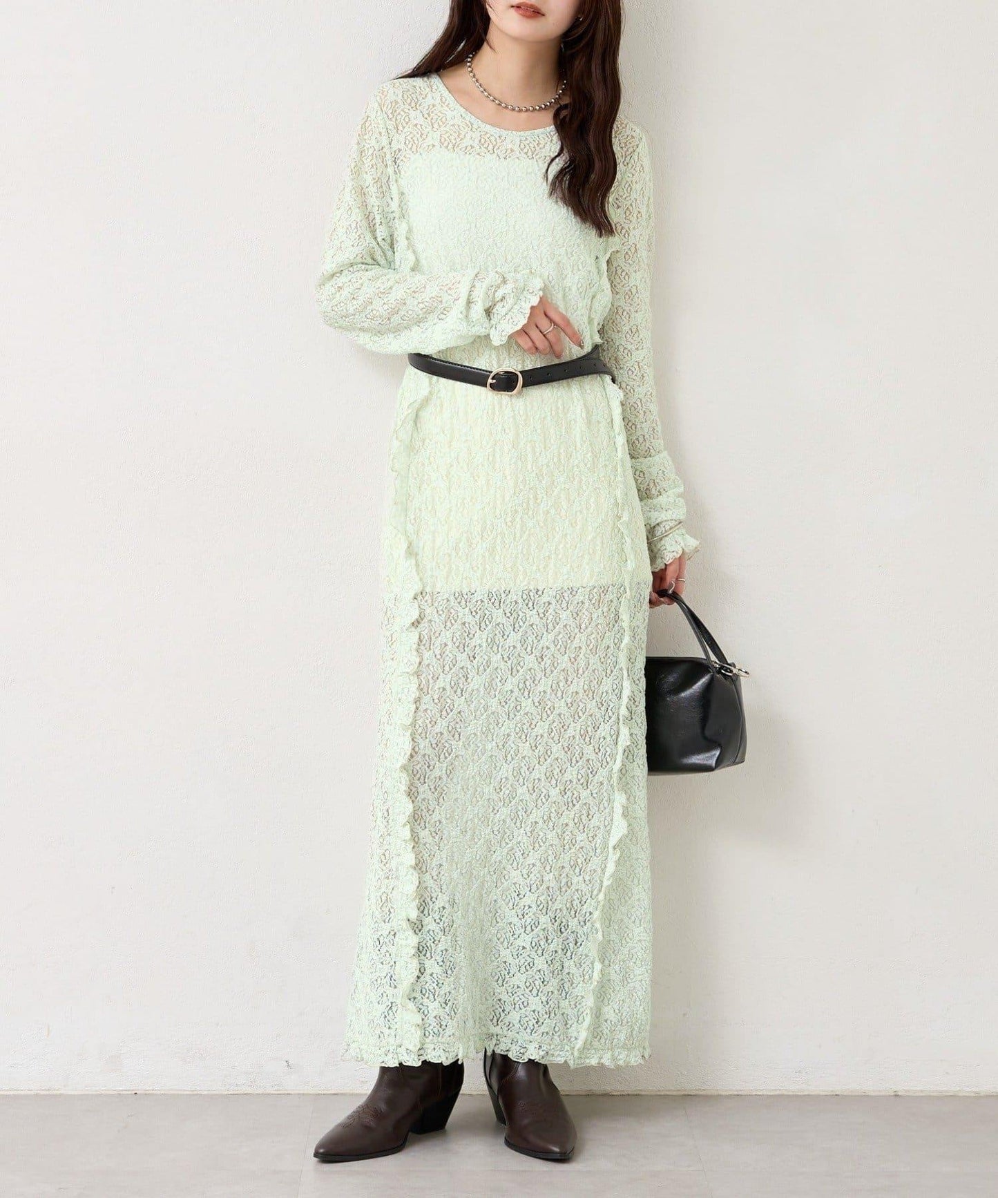 拼接蕾絲連衣裙