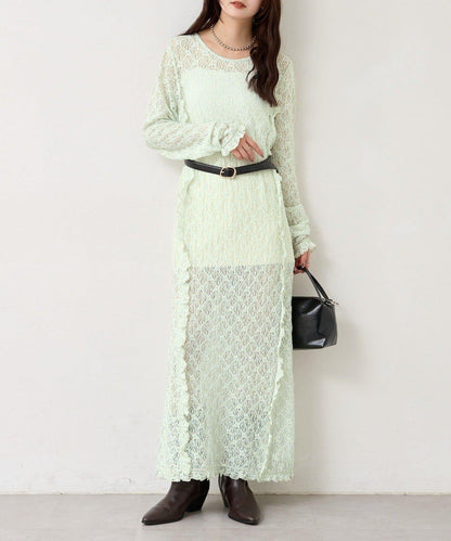 拼接蕾絲連衣裙
