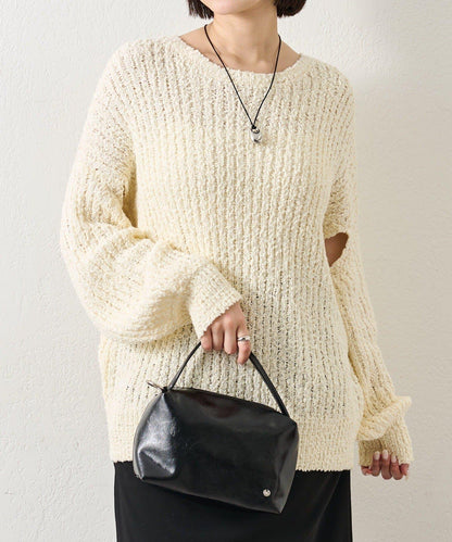 粗花紗開叉針織衫