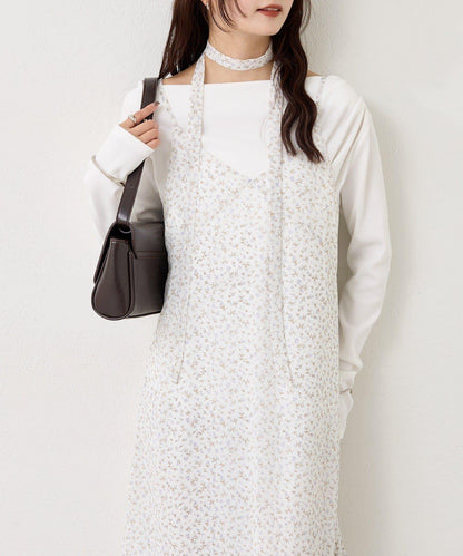 花邊下襬吊帶連衣裙