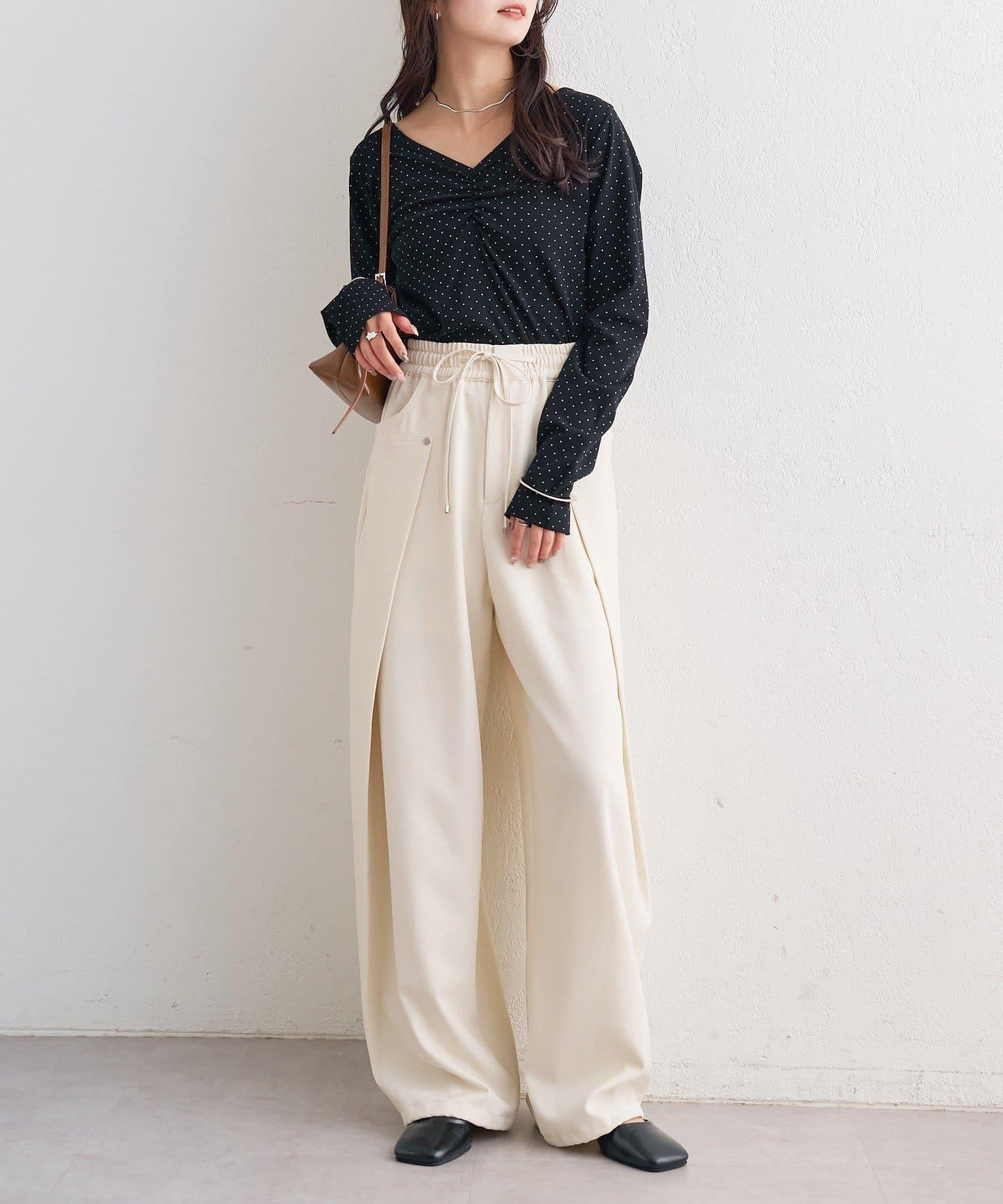 波點印花長袖T恤