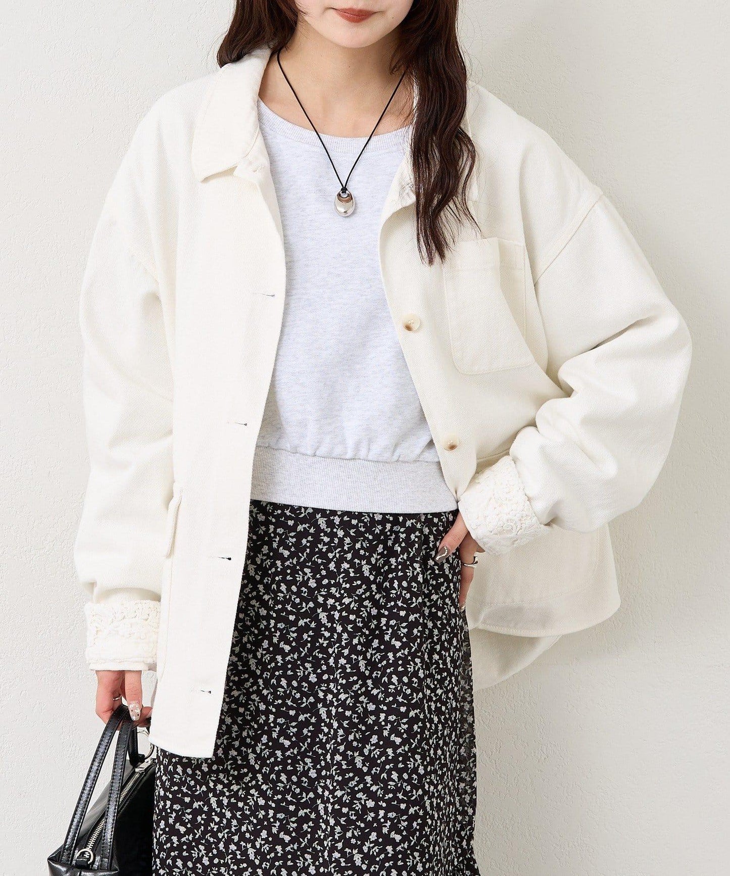 下襬蕾絲斜紋夾克