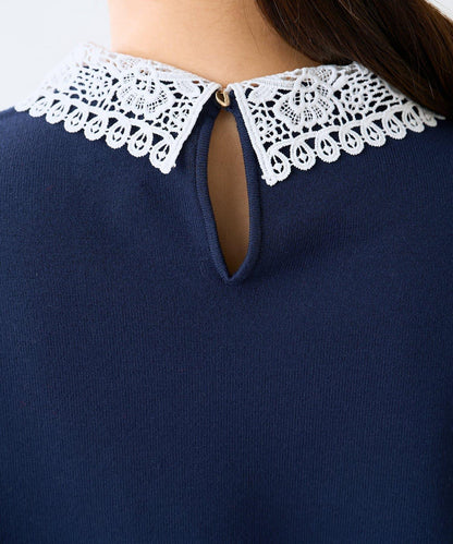 蕾絲領針織衫