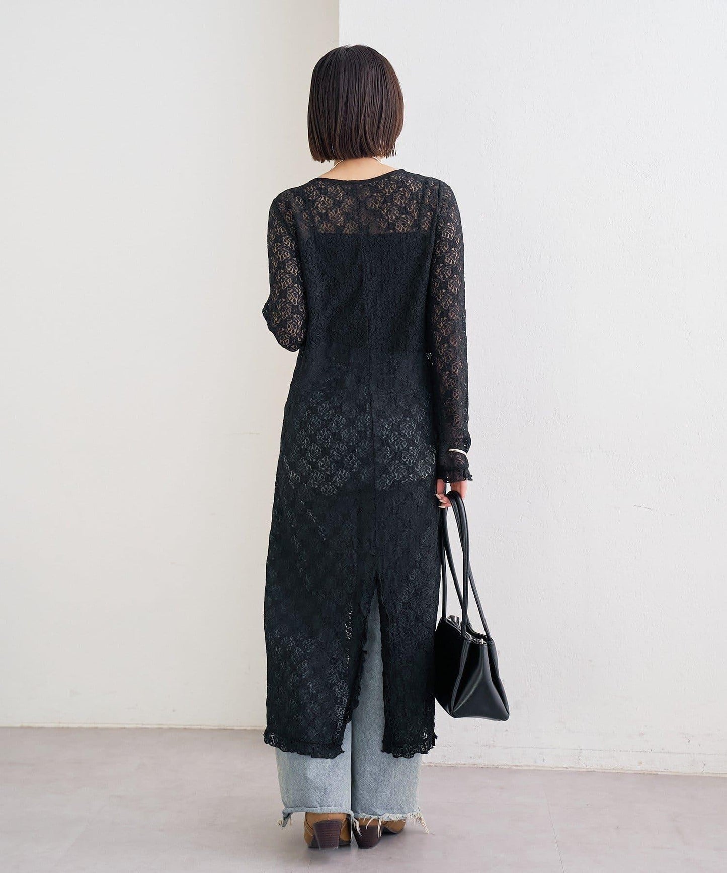 拼接蕾絲連衣裙