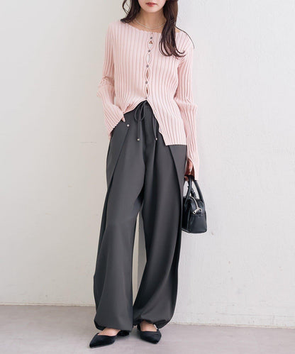 高腰褶皺休閒西裝褲