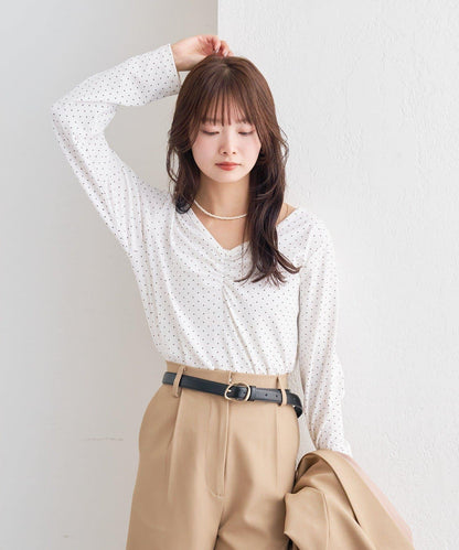 波點印花長袖T恤