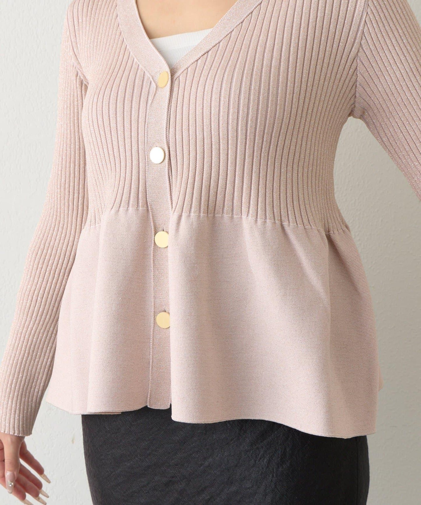 亮片荷葉邊前後兩穿開衫