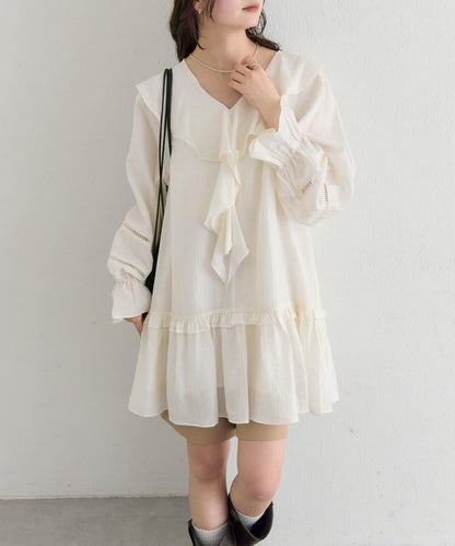 荷葉邊層疊迷你連衣裙