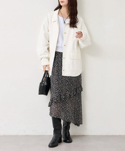 下襬蕾絲斜紋夾克