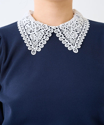 蕾絲領針織衫