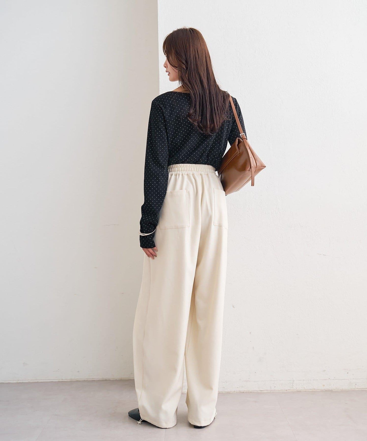 高腰褶皺休閒西裝褲