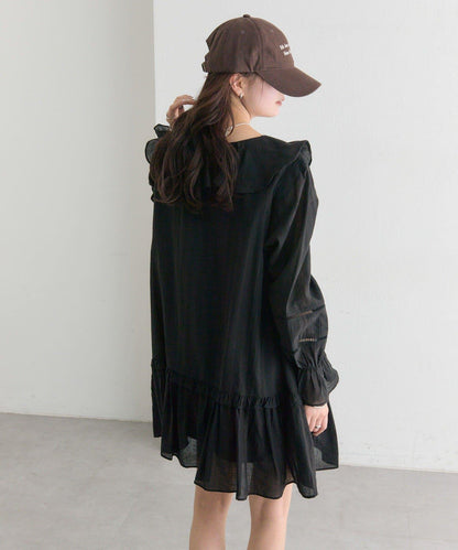 荷葉邊層疊迷你連衣裙