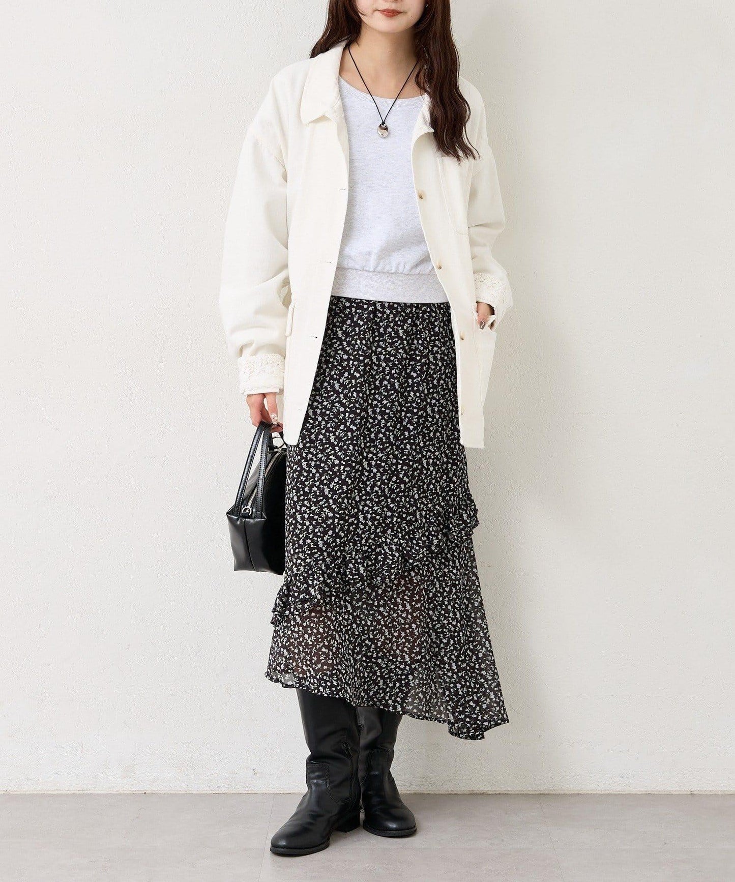 下襬蕾絲斜紋夾克