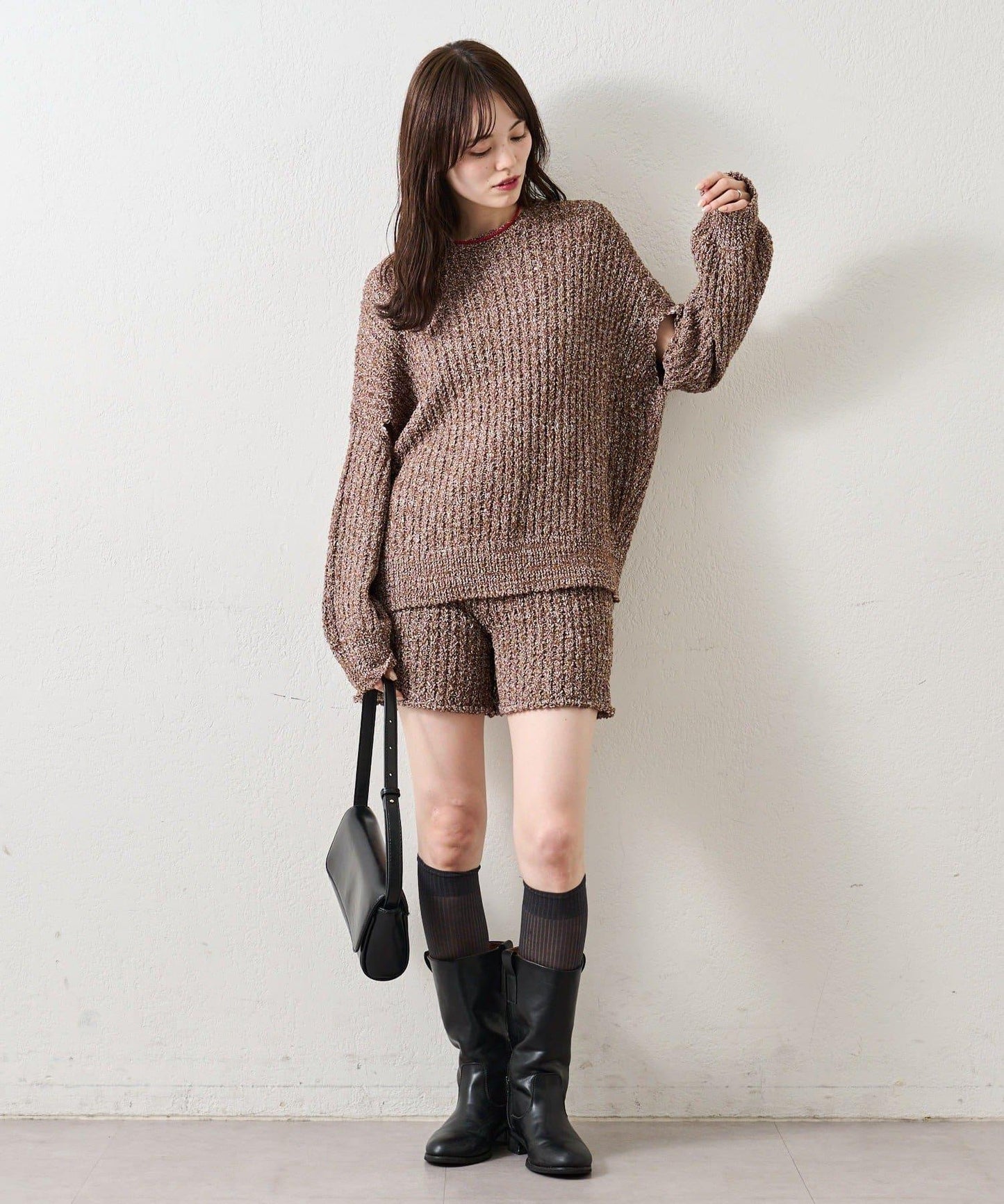 粗花紗針織長褲