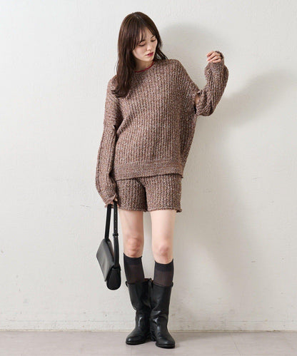 粗花紗開叉針織衫