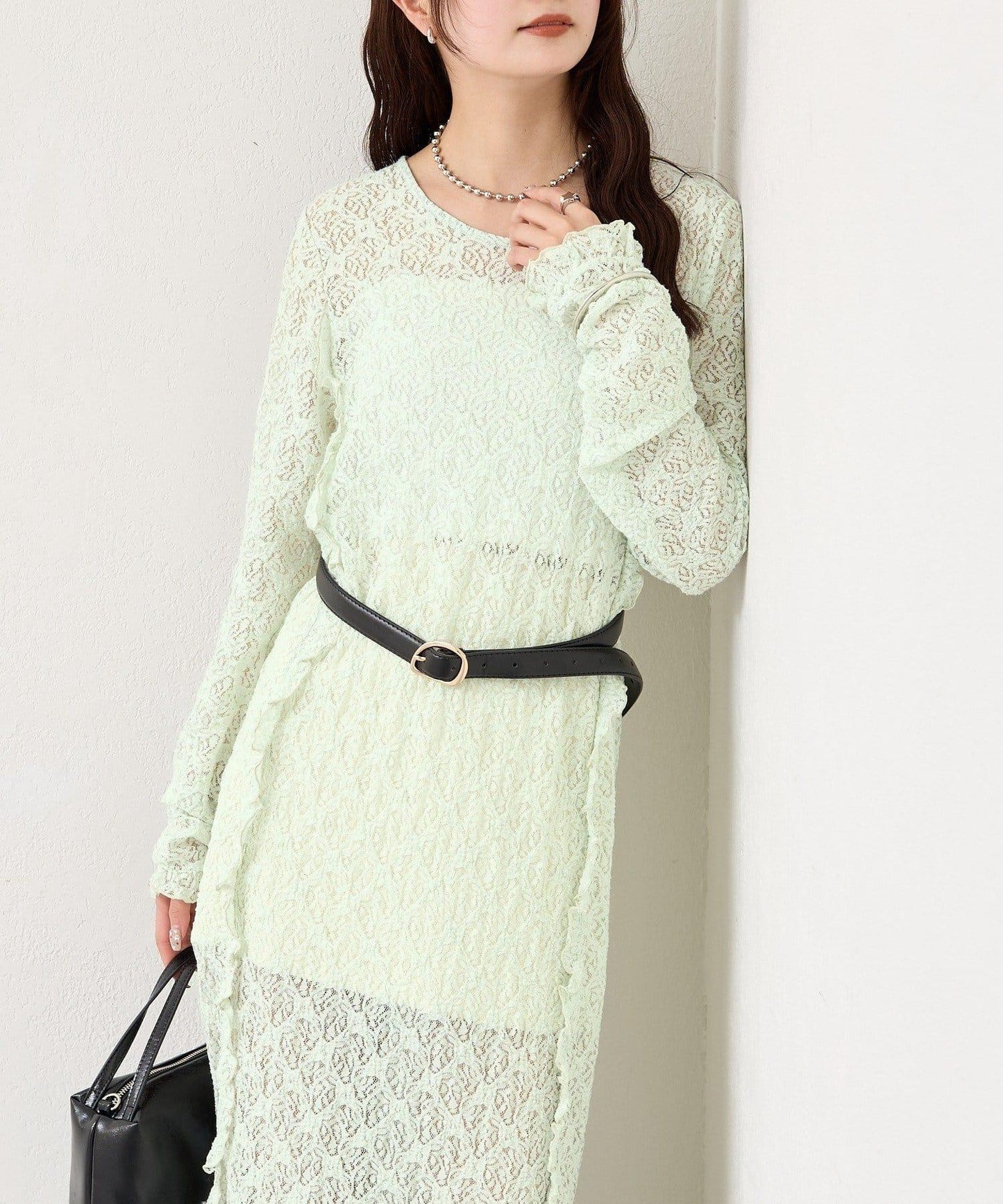 拼接蕾絲連衣裙