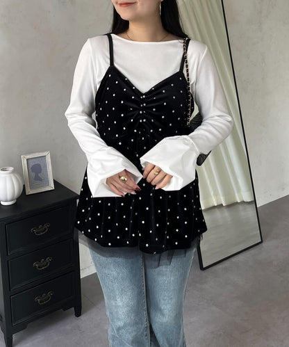 泡泡袖羅紋針織上衣