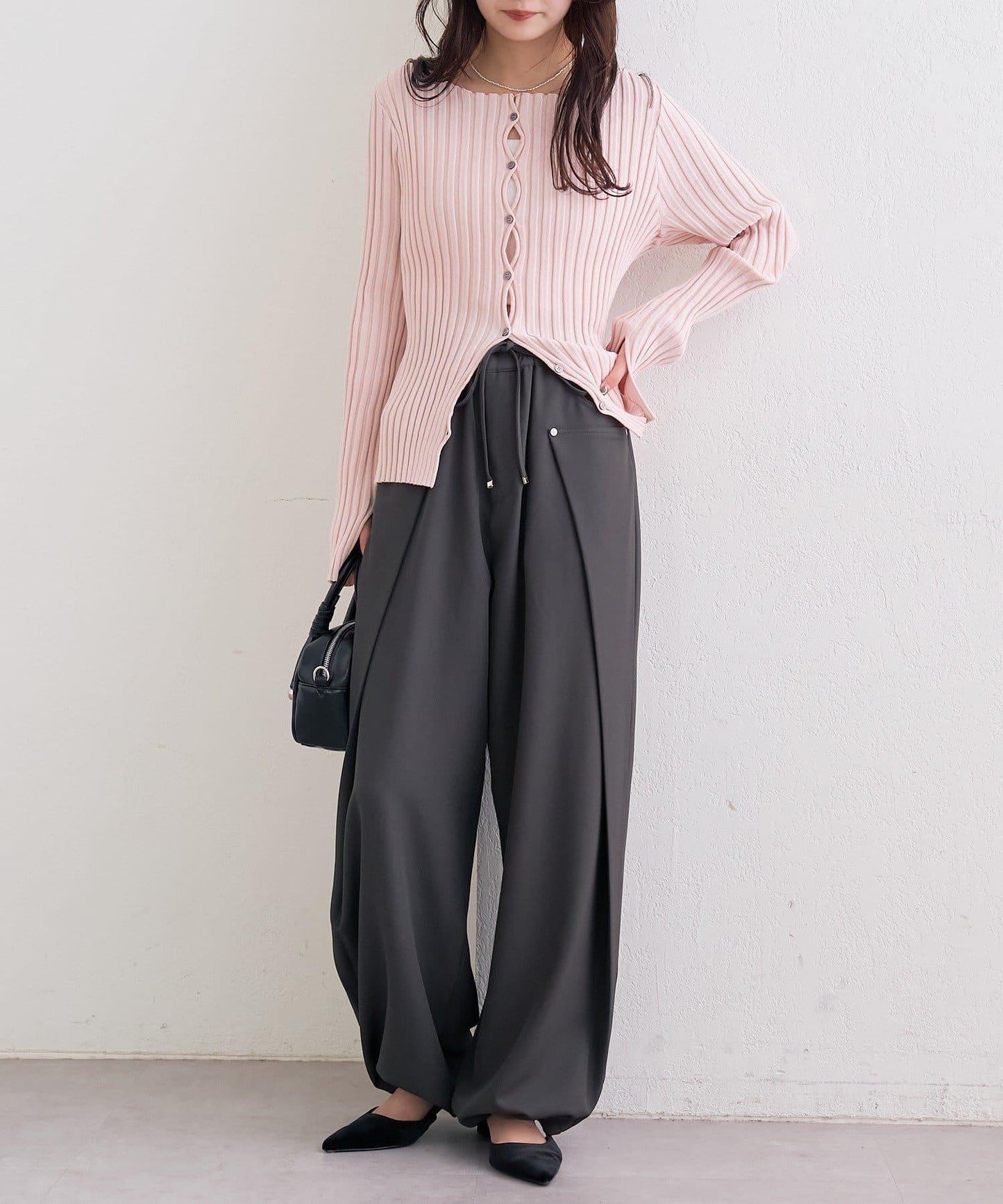高腰褶皺休閒西裝褲