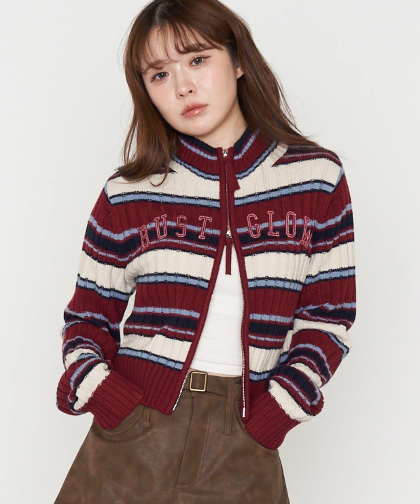 Logo高領拉鍊針織衫