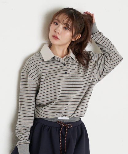 條紋翻領T恤