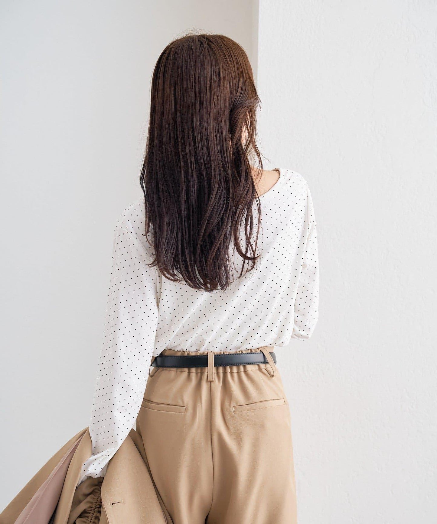 波點印花長袖T恤