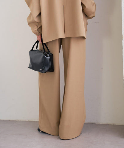 高腰褶皺休閒西裝褲