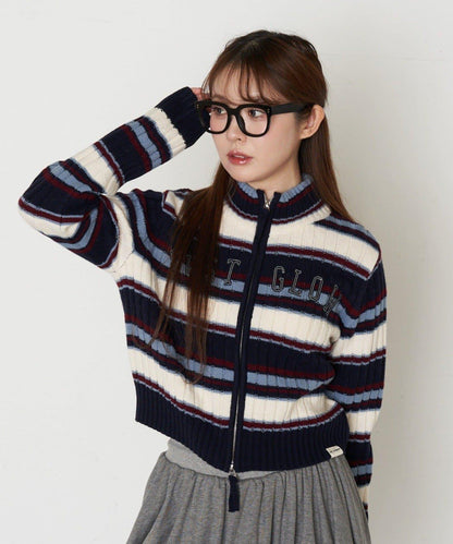 Logo高領拉鍊針織衫