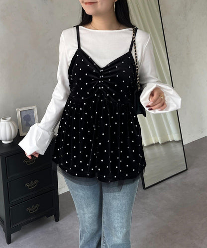 泡泡袖羅紋針織上衣