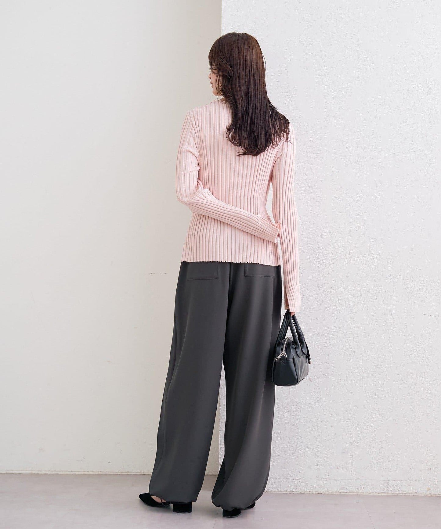 高腰褶皺休閒西裝褲