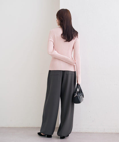 高腰褶皺休閒西裝褲