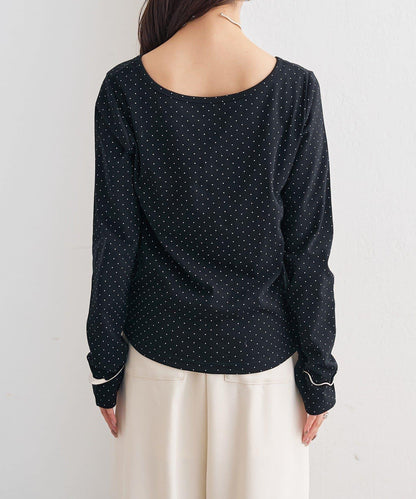 波點印花長袖T恤