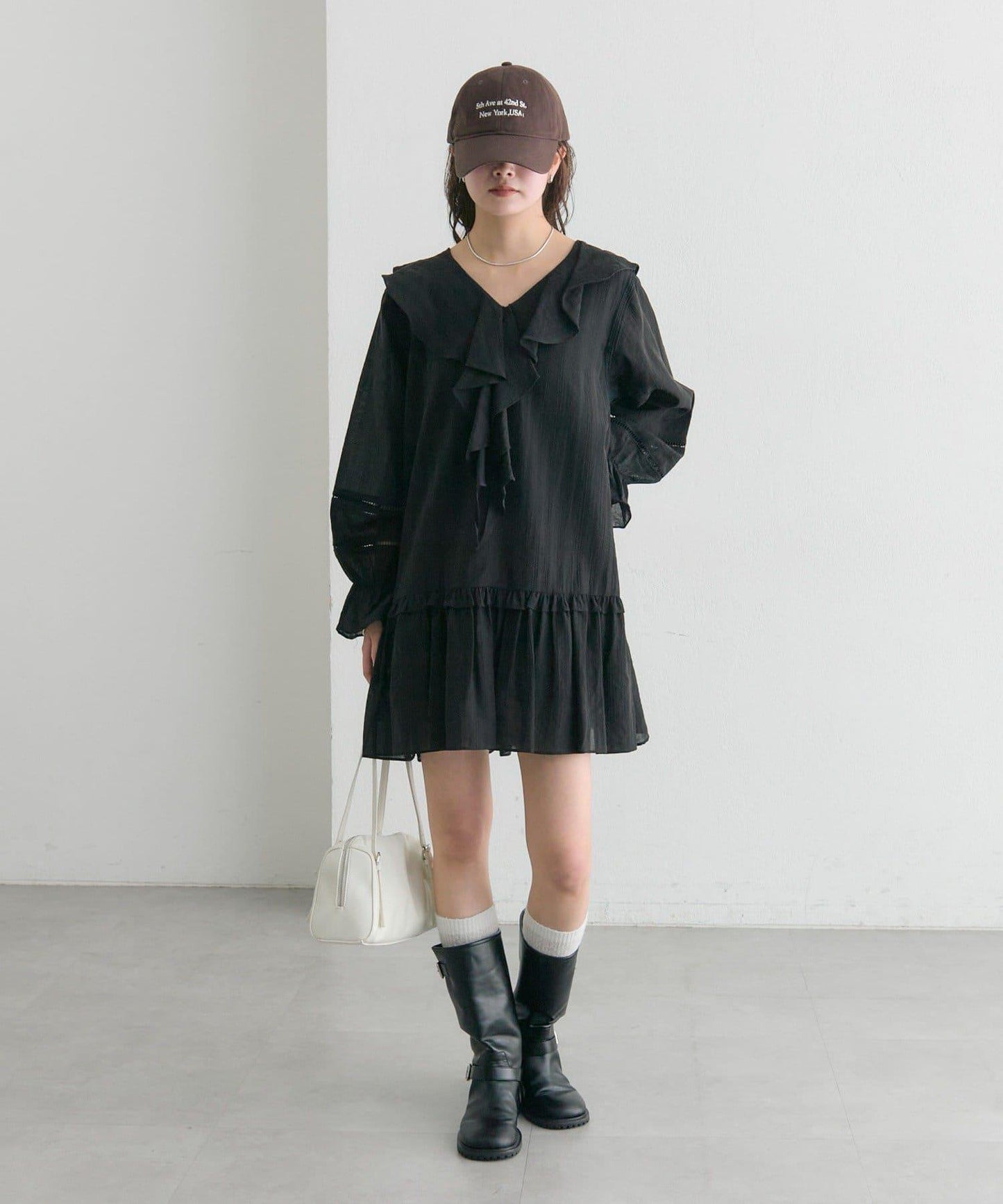 荷葉邊層疊迷你連衣裙