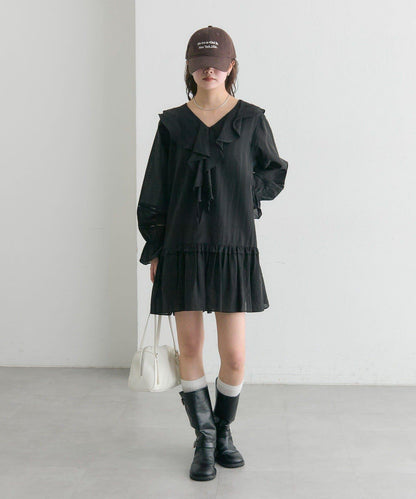 荷葉邊層疊迷你連衣裙