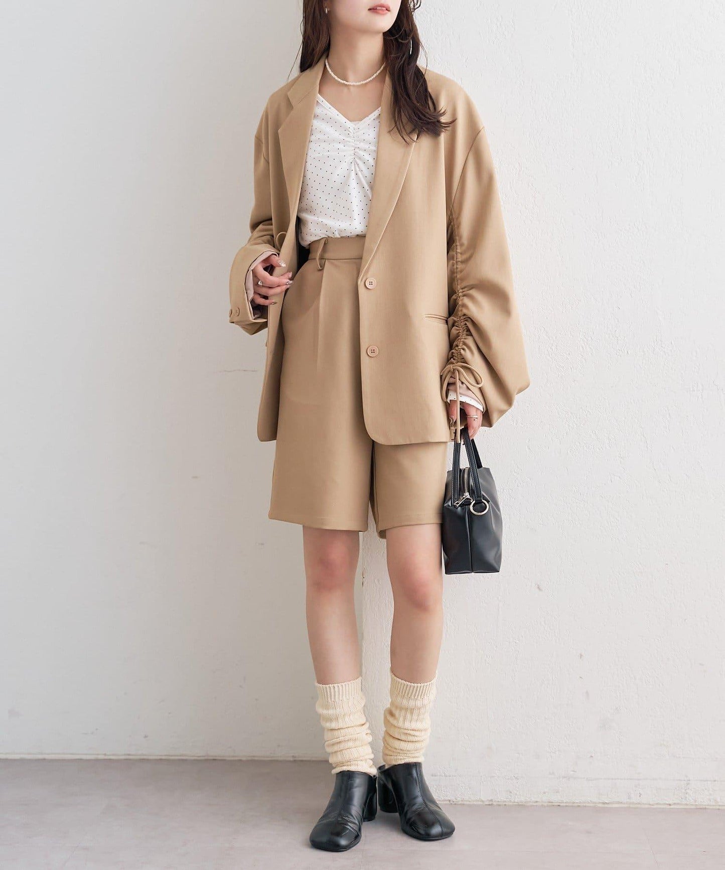 波點印花長袖T恤