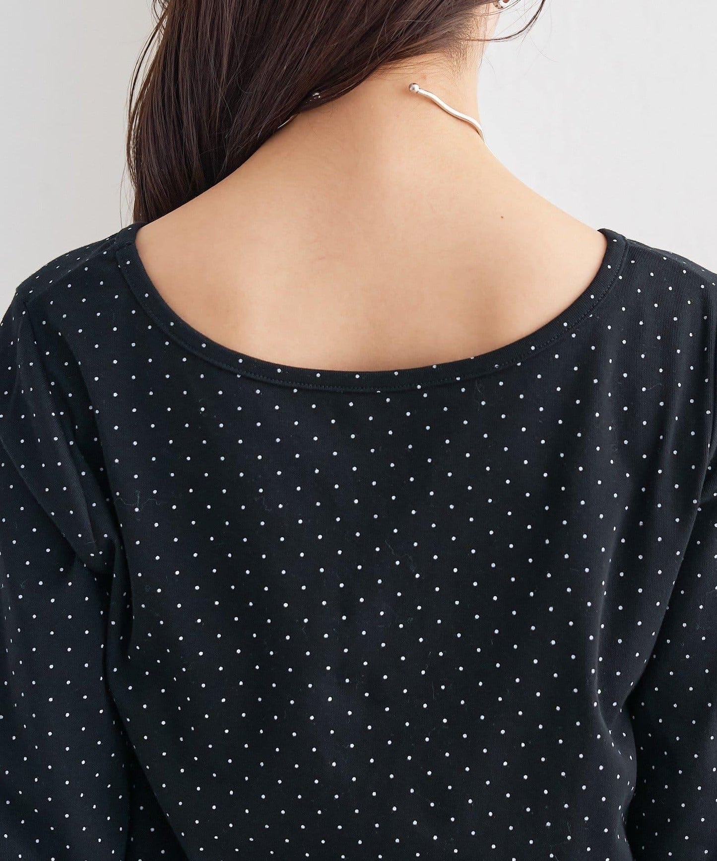 波點印花長袖T恤