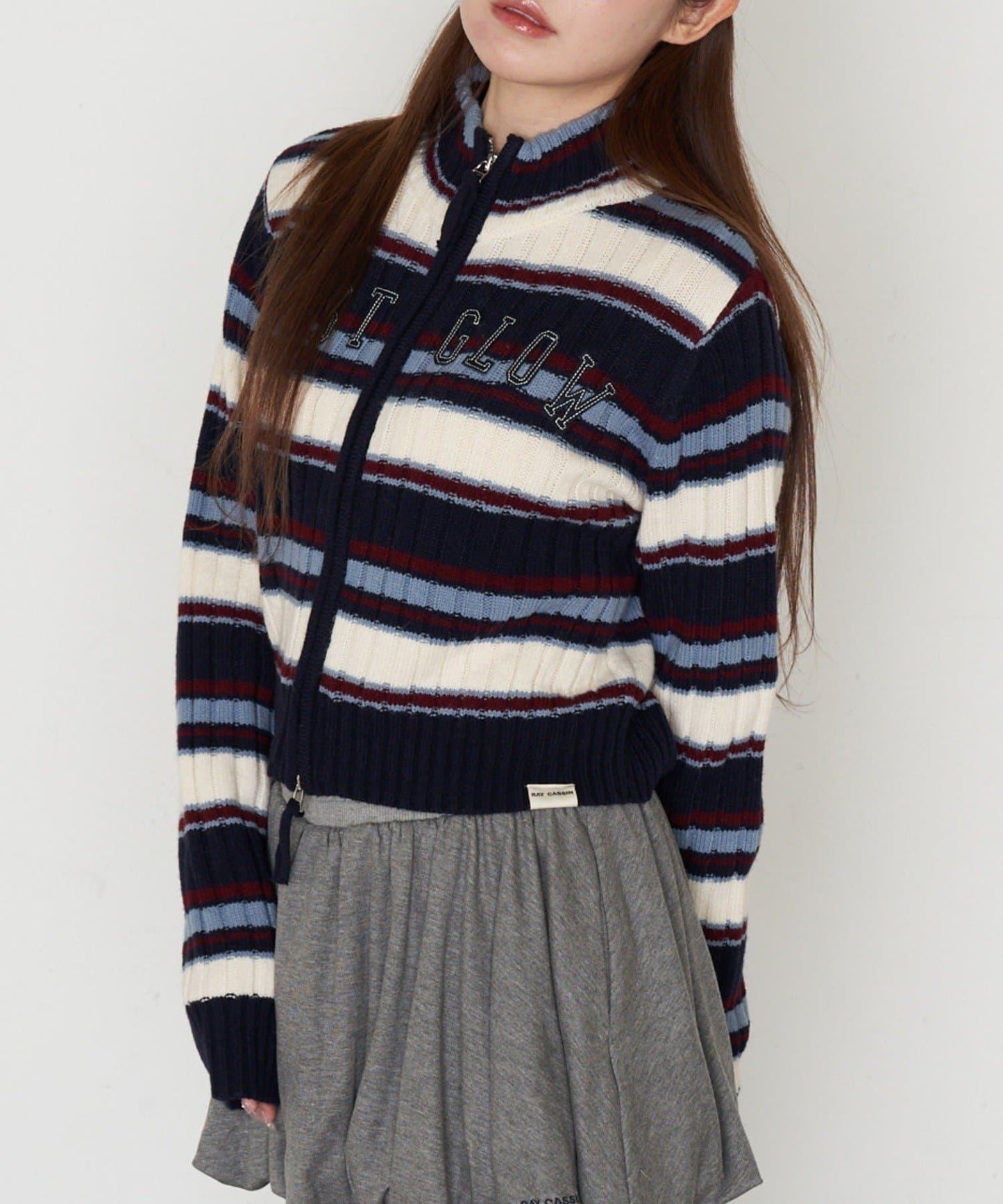 Logo高領拉鍊針織衫